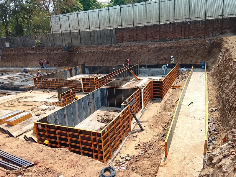 Foundation formwork at Indumati Palace Residences Vadodara - May 2026 construction update