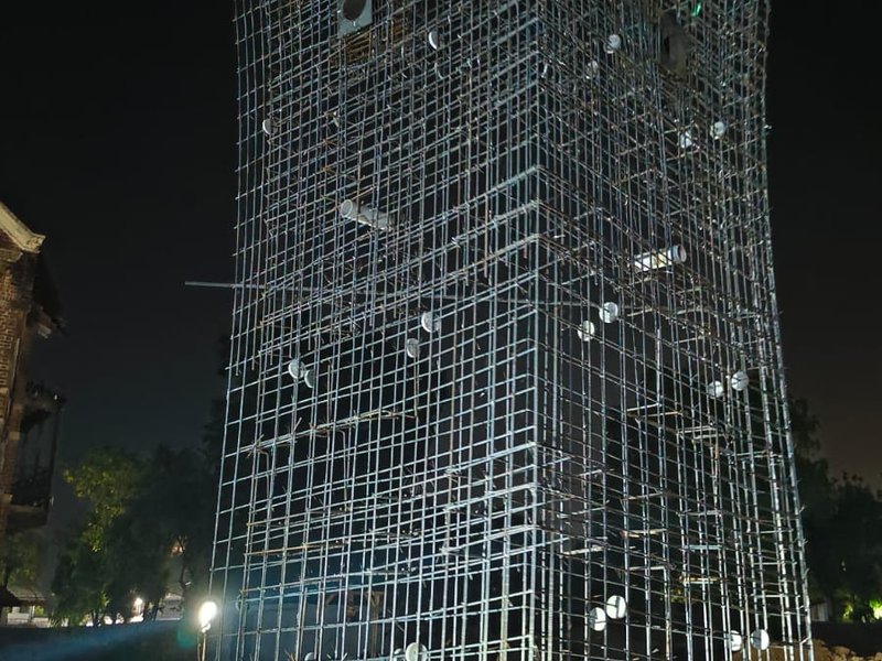Reinforcement cage lifted into position at Indumati Palace Residences Vadodara